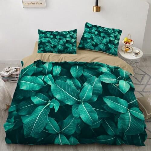 Duvet cover set sheet family euro 2.0 1.5 for home 3D luxury Bedding set bed linen Bed set 4pcs Nordic spring Green leaf