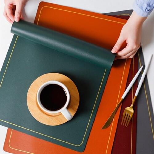 Leather placemat simple household waterproof non-slip heat insulation pad table mat anti-scald placemat Nordic style
