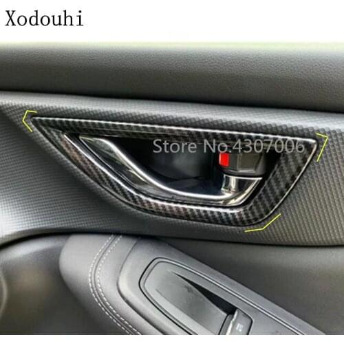 Car Styling Cover Stick Inside Trim Carbon Fiber Internal Door Inner Handle Bowl Frame 4pcs For Subaru Forester 2018 2019 2020
