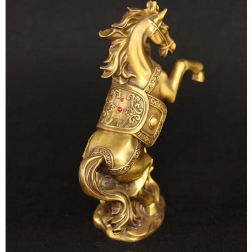 9" copper brass carvings home feng shui auspicious animal horse statue