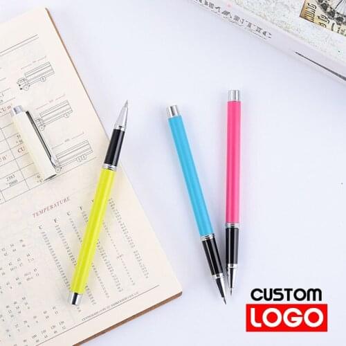 Fashion Metal Gel Pen Private Custom Logo Couple Text Lettering Signature Pen Gift Pen Student Stationery Three Colors Optional