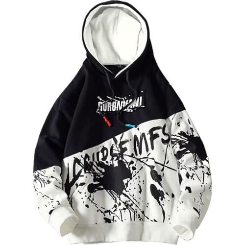 Fashionable Patchwork Men Hoodies Loose Streetwear Popular Hip Hop Printed Sweatshirts Male Clothing In 2020 Autumn