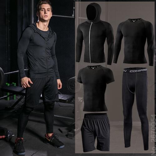 Men Compression Sportswear Fitness Sport Suit Gym Tight Training Clothing Workout Jogging Tracksuit Outdoor Running Set Dry Fit
