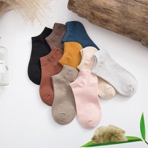 2020 New Summer Women Bamboo Fiber Socks 10Pair Casual Shallow Mouth Boat Fashion Solid Color Thin Breathable Cotton