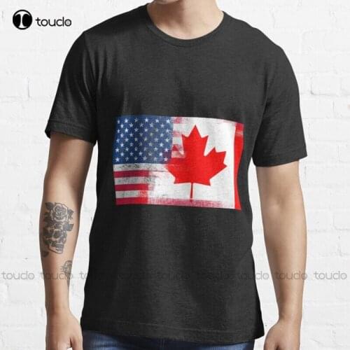 New Canadian American Half Canada Half America Flag T-Shirt Cotton Tee Shirt t shirt dress women Unisex
