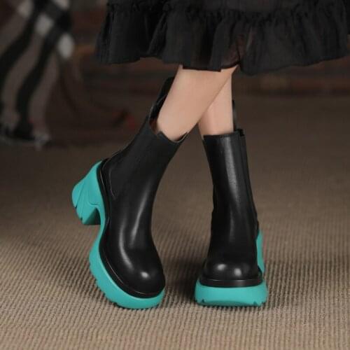 New Luxury Chelsea Boots Women Ankle Boots Chunky Winter Shoes Platform Ankle Boots Slip on Chunky Heel BV Boot Brand Designer