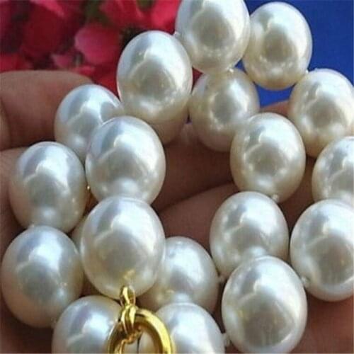 20mm Round White Shell Pearl Necklace 18K Clasp 18inch Women gorgeous elegant hand-made mesmerizing Jewelry