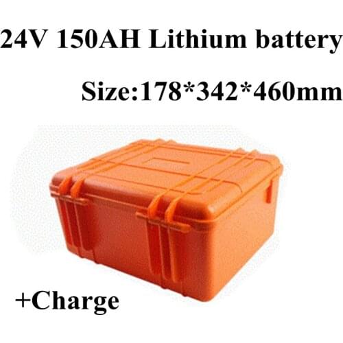 Rechargeable 24V 150Ah Lithium Li Ion Battery Pack with BMS for Energy Storage Electric Vehicles Home Solar Storage +10A Charger