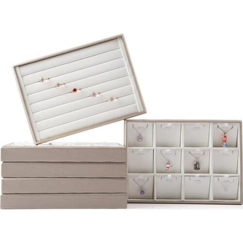 PU leather weave pattern look pallet ring pendant necklace jewelry trays jewelry display props Display tray