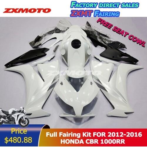 ZXMOTO Motorcycle Bodywork Full Fairing Kit ABS Plastics Fender Cover For 2012-2016 Honda CBR 1000RR Gloss White Silver ZXMT