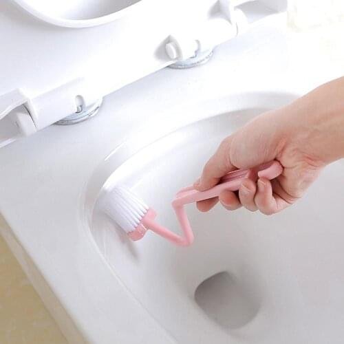 S Shape Curved Toilet Cleaning Brush Toilet Brush Scrubber Windows Corner Rim Cleaner Handle Cleaning Brush Household Accessory