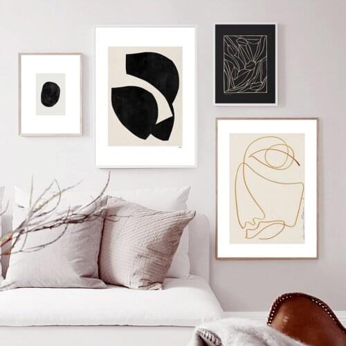 Scandinavian Black White Abstract Giclee Lines Wall Art Painting Nordic Posters And Prints Wall Pictures For Living Room Decor