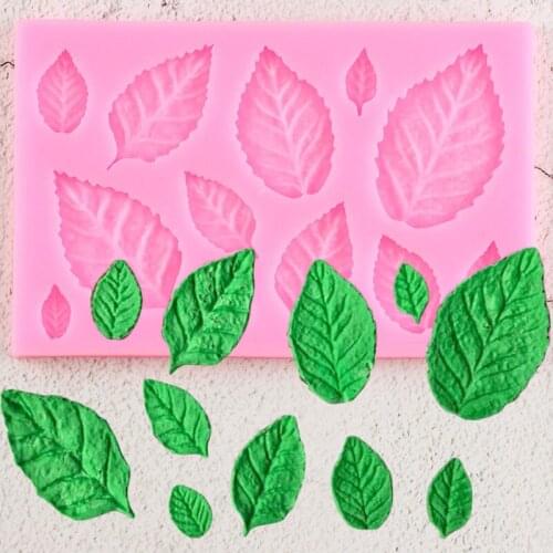 Sugarcraft Leaves Silicone Molds Rose Leaf DIY Cupcake Topper Fondant Cake Decorating Tools Candy Clay Chocolate Gumpaste Moulds