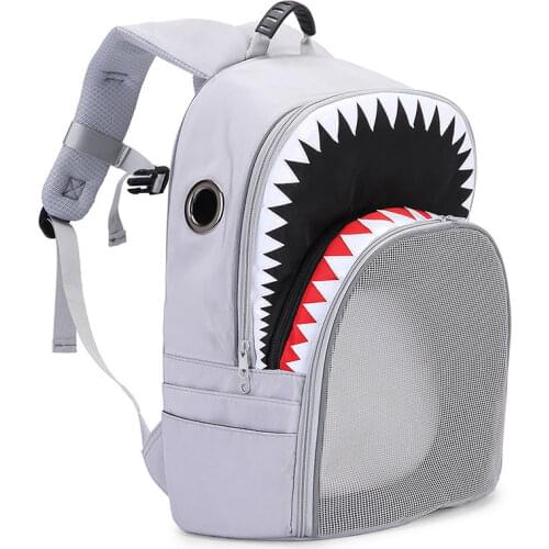 New Dog Carrier Shark Shape Pet Cat Dog Bag Outdoor Breathable Dog Carring Backpack Mesh Bags Small Teddy Yorkies Dogs Cats