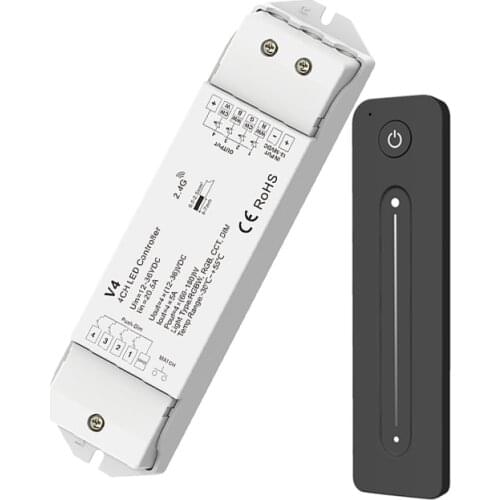 Led Single Strip Dimmer 2.4G RF Touch Remote 12V-24V 4 Channel 5A Output Push Dim Wireless Receiver 5050 3528 Strip Tape Ribbon