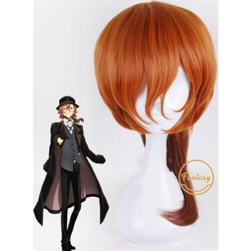 Bungo Stray Dogs Chuya Nakahara Cosplay Heat Resistant Synthetic Hair Wig+Free Wig Cap