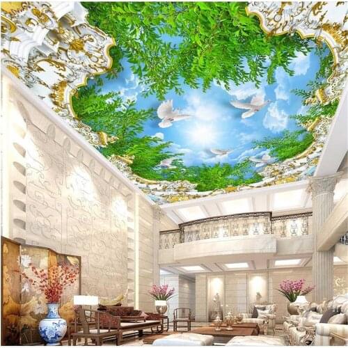 Photo blue sky ceilings 3D three-dimensional ceiling beautiful scenery wallpapers 3d stereoscopic wallpaper