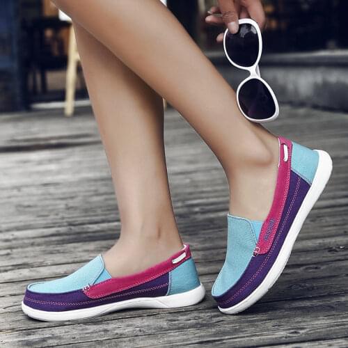 Women Loafers Fashion Flat Shoes Breathable Canvas Shoes Lightweight Walking Sneakers