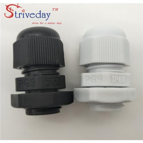 10pcs/lot White Black PG9 Nylon cable gland Wiring Accessories LED cable connector waterproof Gland