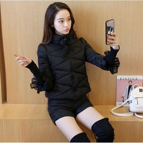 High quality Short two piece Fashion warm Cotton-padded jacket the winter women set New Eiderdown cotton Korea Lady suit 1947