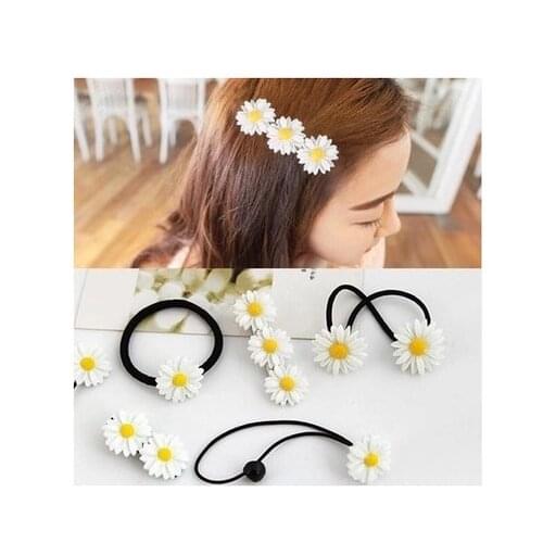 1Pcs Small Daisy Flower Hairpins with Rubber Band European Beautiful Hair Sticks Clips Hair Accessory