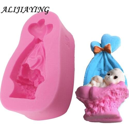 1Pcs Sleeping Baby cradle Silicone Molds Fondant Mold Cake Decoration tools Molding Embossed Fondant Mould D0022