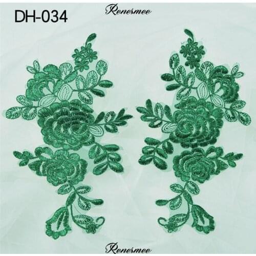 2Pairs/ 4pcs Multicolor Applique Lace Flowers DIY Wedding Dress Headdress Stage Performance Accessories Lace Patch 25X13cm