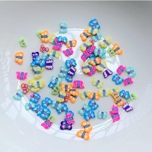 220pcs5mm/6mm/7mm mixed color mixed size butterfly flat back soft pottery nail decorative scrapbook decorative embellishments