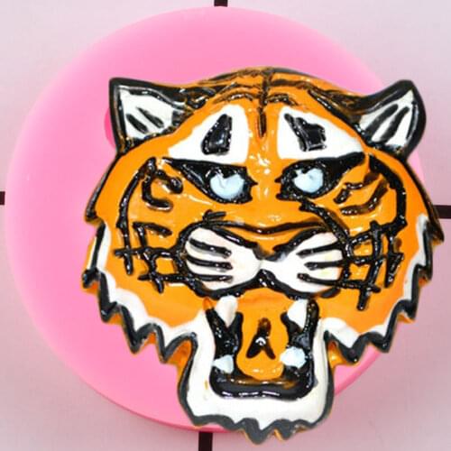 3D Cartoon Tiger Silicone Molds DIY Baby Party Cupcake Topper Fondant Cake Decorating Tools Candy Clay Chocolate Gumpaste Moulds