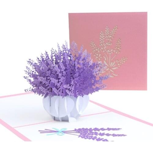 3D Pop-Up Lavender Greeting Card for Birthday Mothers Day Wedding Party Anniversary Graduation with Envelope