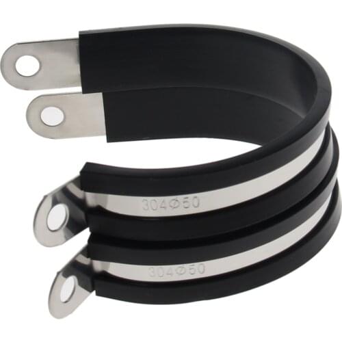 5/8/10/pcs R-type Stainless Steel With Rubber Band Clamp Stainless Steel+EDPM Rubber Suitable Diameter 28/30/32/38/40/45/50/55mm