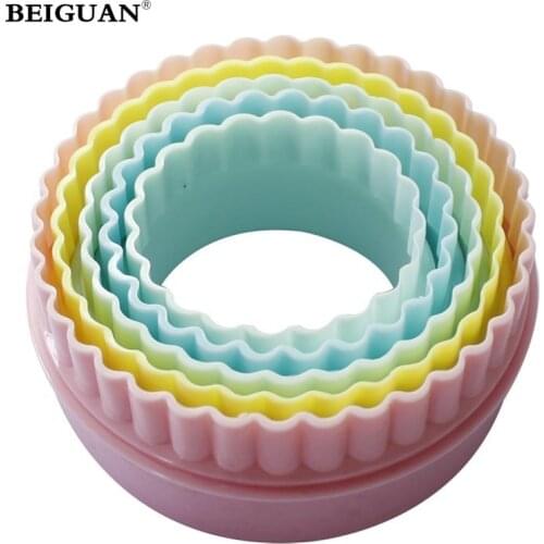 5pcs/set Round Different Size Cookie Cutter Shape Biscuit Cutters Mold Multi-colored Double-Sided Biscuit Cutters Stamp