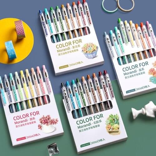9-color/Set Morandi Colorful Refills Creative Core Gel Pen Kawaii Student Drawing Painting Writing Supplies Learning Stationery