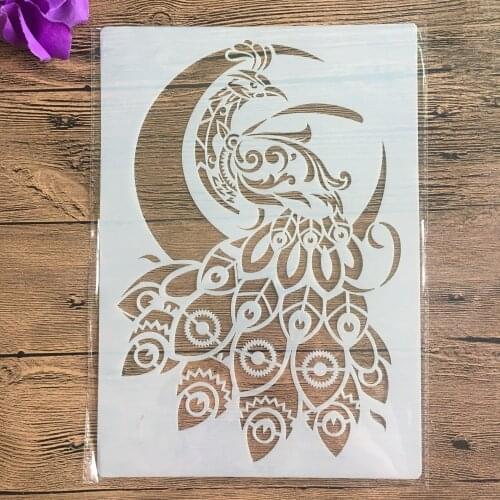 A4 29 * 21cm peacock Mandala DIY Stencils Wall Painting Scrapbook Coloring Embossing Album Decorative Paper Card Template