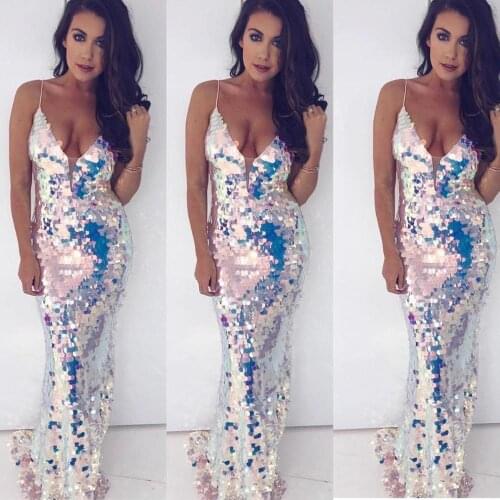 Shiny Evening Dress 2020 Sexy Spaghetti Straps Sequin Formal Gown Custom made Trumpet robe de soiree Evening Dress