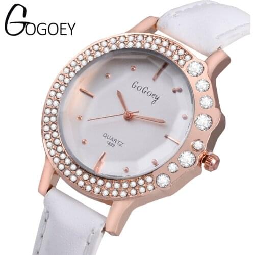 New 2020 Luxury Brand Gogoey Women Watch Unique Fashion Designer Rectangular Dial Crystal Quartz Watches Leather Straps Clock