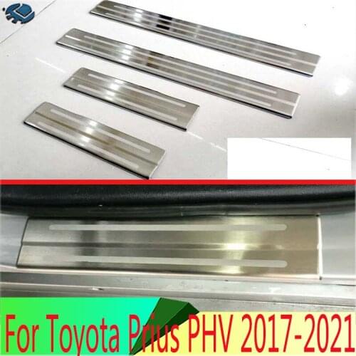 For Toyota Prius PHV 2017 2018 2019 Decorate Accessories Stainless Steel Inner Ouside Door Sill Panel Scuff Plate Kick Step Trim