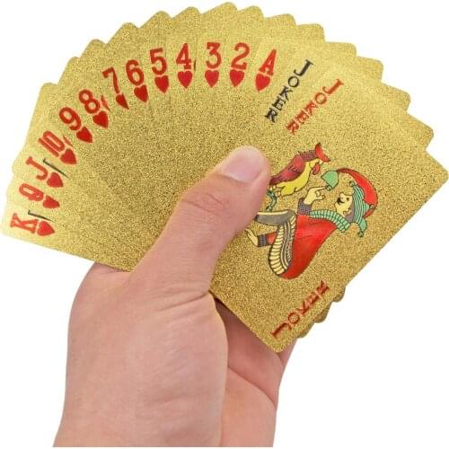 Gold Foil Playing Cards Poker Game Deck Gold Foil Poker Set Plastic Magic Card Waterproof Cards Magic Cards