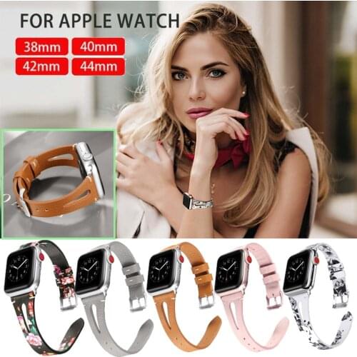 Flower Floral Printed Leather Band For Apple Watch Series 4 3 2 1 Bracelet Strap for iWatch 4 38mm 42mm 40mm 44mm Wrist Belt
