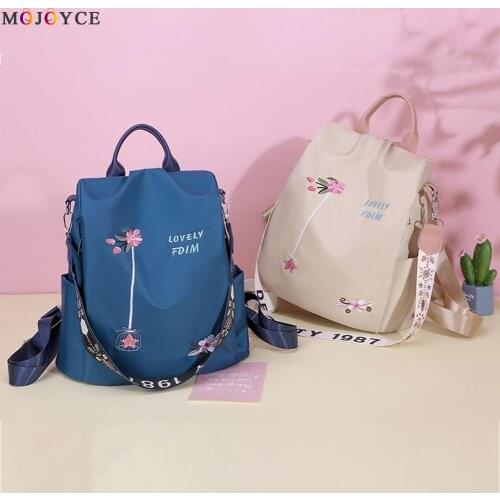 Fashion Crossbody Bags for Women 2021 Oxford Backpack Flower Embroidery Student School Bags Female Travel Anti-theft Rucksack