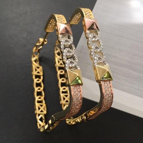 Lanyika Fashion Jewelry Retro Square Big Ear Loops Micro Plated Noble Wedding Party Earrings Stylish Bridal Daily Best Gift