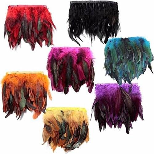 1Meter Natural Rooster Feathers Trim Ribbon for Dress Skirt Sewing Crafts Chicken Feather Fringe Plumes Decoration Diy Handwork
