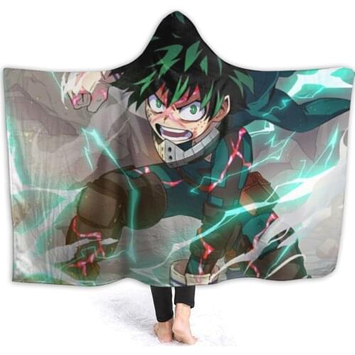 Wearable warm flannel My Hero Hooded Blanket Anime Cosplay blankets for Sofa Sherpa Fleece Bedspread Wrap