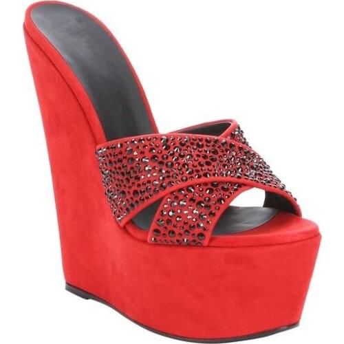 New Women Wedge Sandals Summer Beaded Studded Platform Sandals Cross Strap Peep Toe Thick Bottom Casual Slipper Ladies