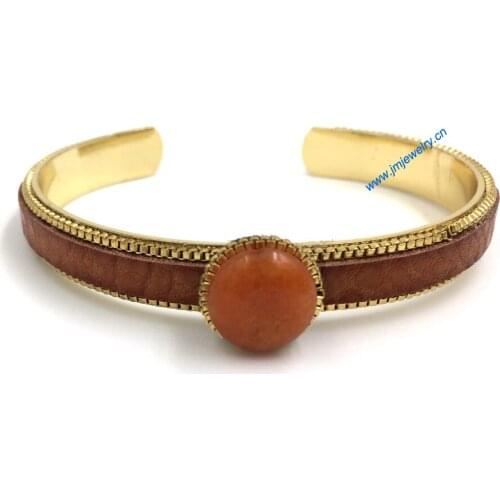 New European Jewelry Suppliers handmade leather gold Bracelet Phosphorus stone thin tibetan bracelet for women