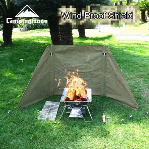 Outdoor Camping Wind Proof Canvas BBQ Outdoor Picnic Cooking Grill Tarp Fire Burning Wind Resist Equipment