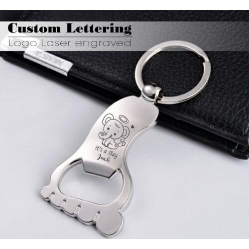 50pcs 100pcs Custom Engraved Logo Laser Fashion Personality Foot Keychain Wedding Party Key Ring Children Gift FJ-006