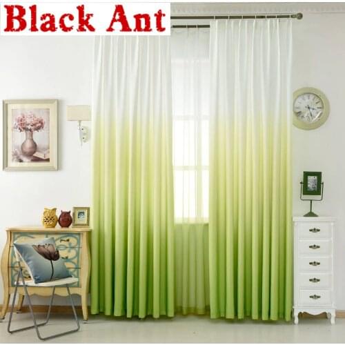 Green Grey Gradient Print Voile Curtain Modern Semi-Blackout Window Drapes Living Room Tulle Curtains Fabric Cortinas X-WP185#30