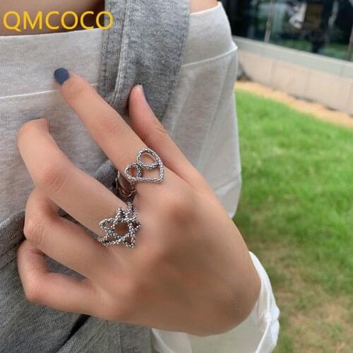 New Fashion 925 Silver Jewelry Heart And Star Shape Design Creative Personality Retro Woman Party Decorateion