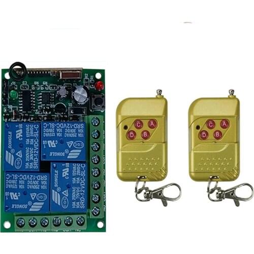 433 MHz DC 12V 24V 10A Relay Wireless RF Remote Control Switch & 433MHz 4CH Remote Transmitter For Water Pump Factory Motor